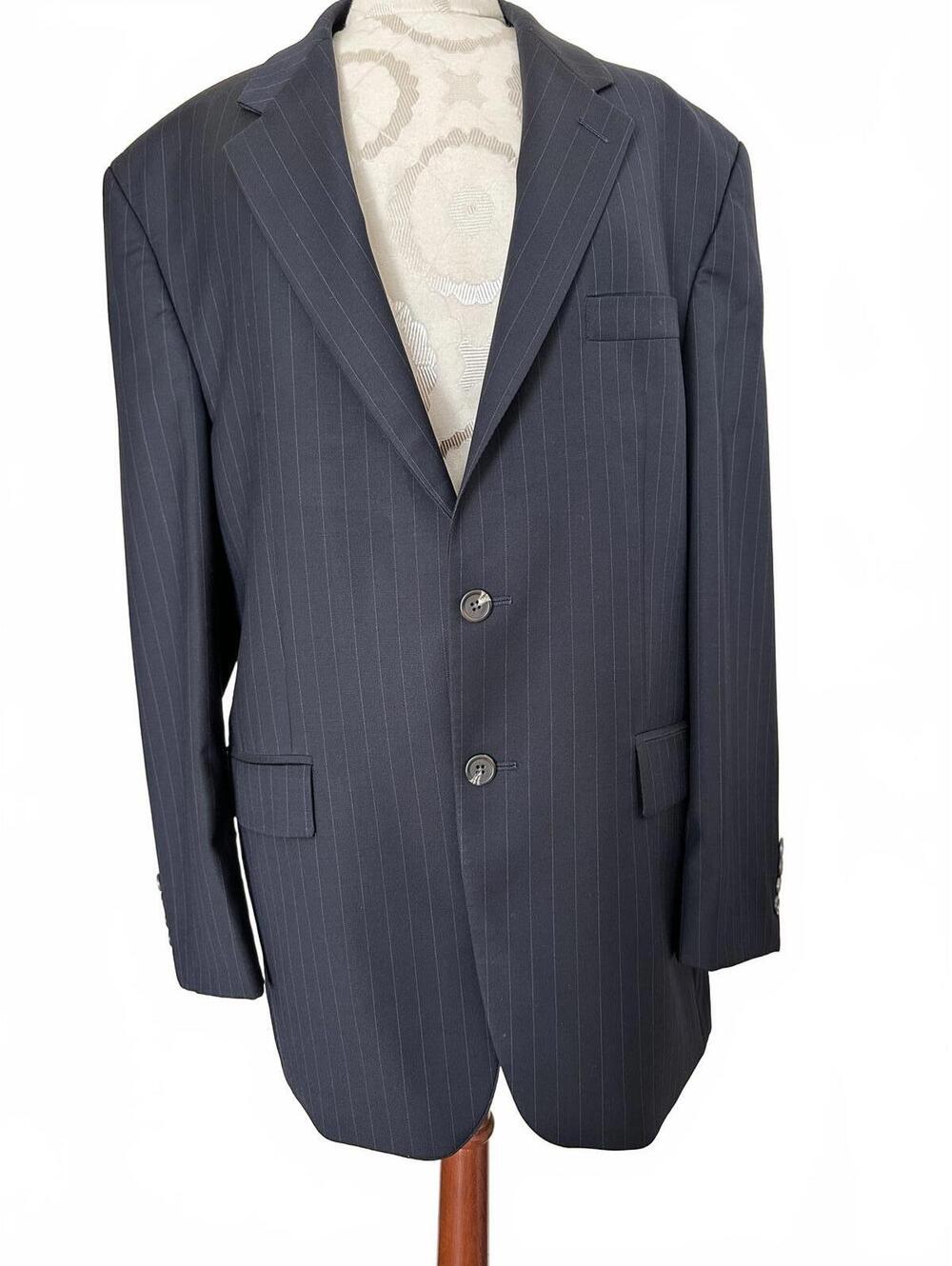 Vintage Ralph Lauren Men's Navy Pinstripe Suit Jacket Blazer Size 48R